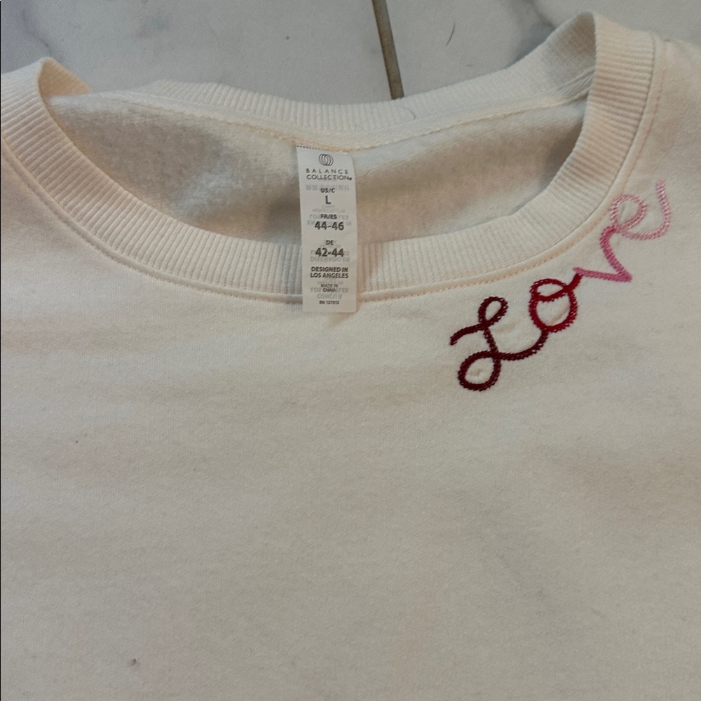 Balance Collection Cream Sweatshirt with Pink Embroidery - Picture 2 of 3